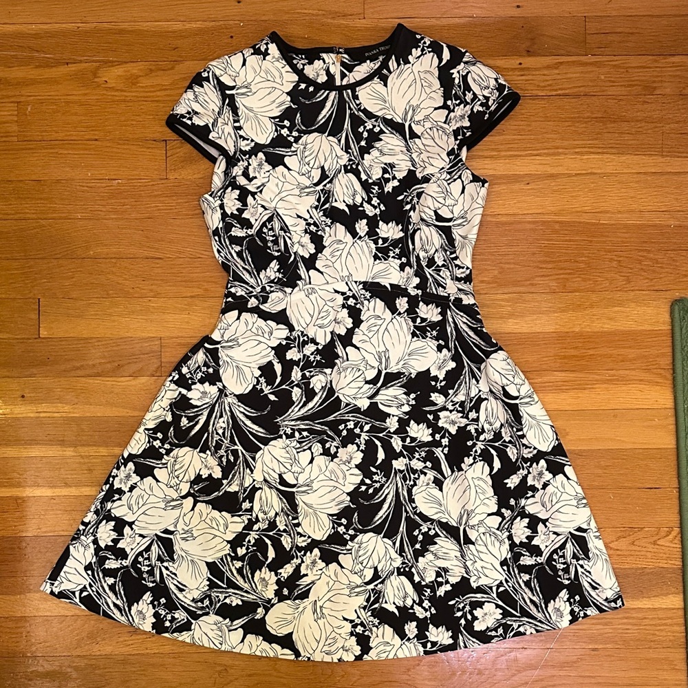 Ivanka Trump Black and White Floral Mini Dress